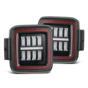 AlphaRex Prismatic LED Taillights Black Red for 18-24 Jeep Wrangler 602020