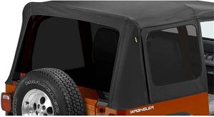 BESTOP Tinted Window Kit For Factory Top & BESTOP Replace-A-Top (Square Corners) In Black Denim For 1988-95 Jeep Wrangler YJ 5812015