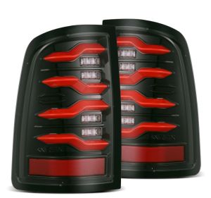 AlphaRex LED Taillights Black Red for 09-10 Dodge Ram 1500, 11-18 Ram 1500, 2010 Dodge Ram 2500, 11-18 Ram 2500, 2010 Dodge Ram 3500, 11-18 Ram 3500, 19-20 Ram 1500 Classic 640002