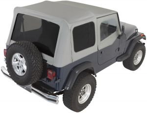 Rampage Complete Soft Top Kit With Tinted Rear Windows In Gray Denim For 1987-95 Jeep Wrangler YJ With Soft Upper Half Doors 68211