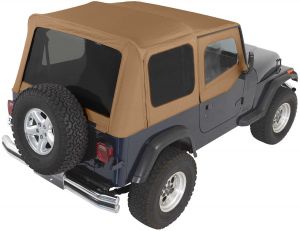 Rampage Complete Soft Top Kit With Tinted Rear Windows In Spice Denim For 1988-95 Jeep Wrangler YJ With Soft Upper Half Doors 68217