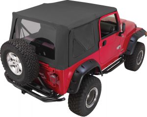 Rampage Complete Soft Top Kit With Clear Windows In Black Diamond For 1997-06 Jeep Wrangler TJ 68735