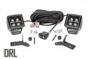 Rough Country 2-INCH LED LOWER WINDSHIELD KIT Black Series for 18+ Jeep Wrangler JL, JLU & 20+ Gladiator JT 70052DRL-