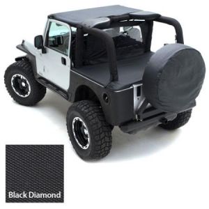 SmittyBilt Tonneau Cover For Use With Factory Soft Top Folded Down In Black Denim For 1987-91 Jeep Wrangler YJ 701015