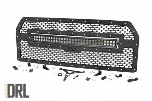 Rough Country Mesh Grille 30" Dual Row LED Black Amber DRL For 15-17 Ford F-150 70193BDA