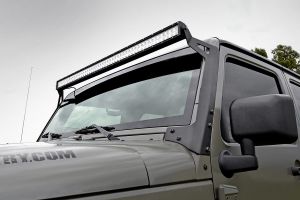 Rough Country 50" Straight LED Light Bar Upper Windshield Mounting Brackets For 2007-18 Jeep Wrangler JK 2 Door & Unlimited 4 Door 70504