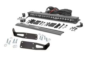 Rough Country LED Light Kit Bumper Mount 20" Black Single Row White DRL Ram 2500/3500 (10-18)10-18 70568BLDRL