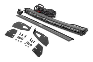 Rough Country LED Light Kit Grille Mount 30" Black Single Row White DRL For 17-20 Ford Raptor 70701BLDRL