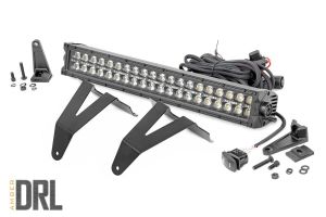 Rough Country LED Light Kit Bumper Mount 20" Black Dual RowAmber DRL For 19-24 Ram 1500 70779DRLA