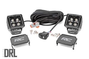 Rough Country 2" Square Cree LED Lights Black Series With White DRL (Pair) 70903BLKDRL
