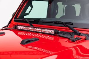 Go Rhino 20" LED Light Bar Hood Hinge Mount for 18-25 Jeep Wrangler JL Unlimited & Gladiator JT 731200T