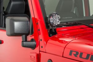 KC HiLiTES Windshield Light Mount Brackets In Black For 2007-18 Jeep Wrangler JK 2 Door & 4 Door Unlimited Models 7316