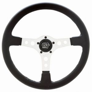 Grant Products Formula GT 3 Spoke Steering Wheel With Silver Anodized Aluminum Spokes & Stitched Vinyl Grip For 1946-95 Jeep CJ Series, Wrangler YJ & Cherokee XJ 764