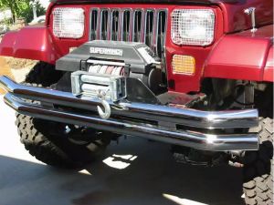 Rampage Double Tube Bumper Front or Rear Hitch Stainless Steel For 1976-06 Jeep CJ Series, Wrangler YJ & TJ 8449