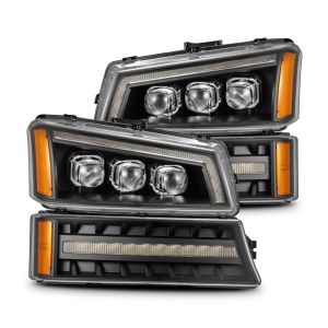 AlphaRex Projector Headlights Black for 03-06 Chevrolet Silverado 1500, 03-06 Chevrolet Silverado 2500, 03-06 Chevrolet Silverado 3500, 02-06 Chevrolet Avalanche 1500 880256