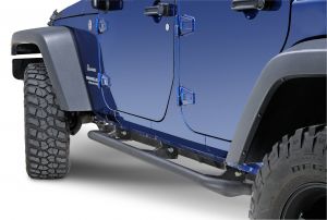 Rampage SRS Side Bar With Retractable Rocker Guard Step Textured Finish For 2007-18 Jeep Wrangler JK Unlimited 4 Door Models 88732