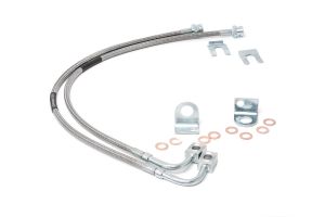 Rough Country Extended Stainless Steel Front Brake Lines For 2007-18 Jeep Wrangler JK 2 Door & Unlimited 4 Door Models With 4-6" Lift 89707