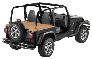 BESTOP Duster Deck Cover With Supertop Bow Folded Down In Spice Denim For 1997-02 Jeep Wrangler TJ 9001137