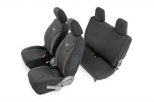 Rough Country (Black) Neoprene Seat Cover Set Front & Rear For 2007-10 Jeep Wrangler JK 2 Door Models 91005