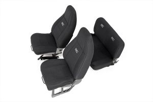 Rough Country (Black) Neoprene Seat Cover Set Front & Rear For 1987-90 Jeep Wrangler YJ Models 91008