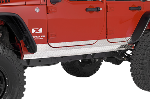 Warrior Products Rocker Panel Sideplates (Aluminum Diamond Tread) For 2007-18 Jeep Wrangler JK Unlimited 4 Door Models 922E
