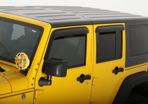 Auto Ventshade Ventvisor Window Deflectors (4 Piece Kit) In Smoked Black For 2018+ Jeep Gladiator JT & Wrangler JL Unlimited 4 Door Models 94183
