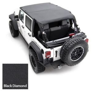 SmittyBilt Strapless Extended Brief Top In Black Diamond For 2007-09 Jeep Wrangler JK Unlimited 4 Door 94535