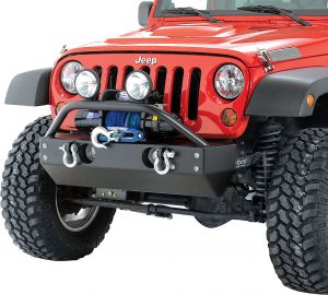 Rock Hard 4X4 Shorty Front Bumper with Fog Light Cutouts for 07-18 Jeep Wrangler JK, JKU RH5001-B-