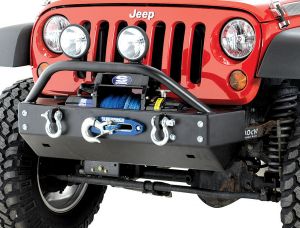 Rock Hard 4X4 Shorty Front Bumper with Lowered Winch Plate for 07-18 Jeep Wrangler JK, JKU RH5002-