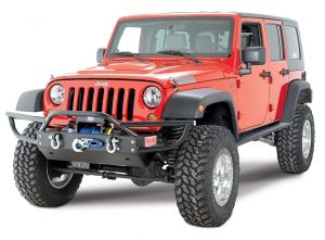 Rock Hard 4X4 Front Bumper with Tube Extensions & Recessed Winch Plate for 07-18 Jeep Wrangler JK, JKU RH5004