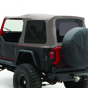 SmittyBilt OE Style Replacement Top With Half Door Uppers & Tinted Windows In Grey Denim For 1988-95 Jeep Wrangler YJ With Half Doors Only 9870211
