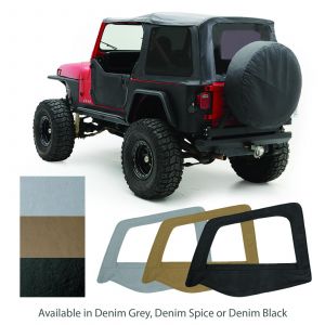 SmittyBilt OE Style Replacement Top With Half Door Uppers Skins & Tinted Windows In Black Denim For 1988-95 Jeep Wrangler YJ With Half Doors Only 9870215