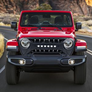 American Modified Armor Grille in Matte Black with Off Road Lights & Camera Bracket for 18-24+ Jeep Wrangler JL & Gladiator JT AMPJPCA00124