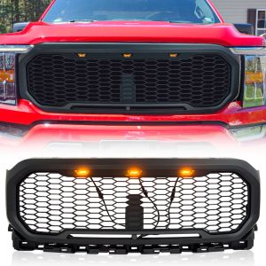 AMERICAN MODIFIED Mesh Grille with Amber Lights for 21-23 Ford F-150 AMFMAA00122