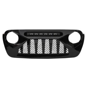 AMERICAN MODIFIED Demon Grille w/ LED Off-road Lights, Glossy Black for 18-25 Jeep Wrangler,20-25 Jeep Gladiator AMJPCA00117