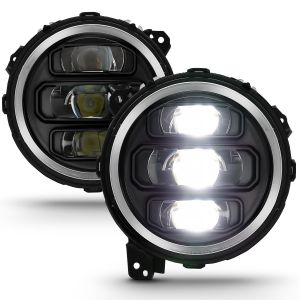 ANZO USA Full LED Projector Headlights in Black For 2018+ Jeep Gladiator JT & Wrangler JL & JL Unlimited 111466