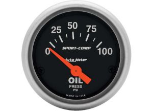 Auto Meter 2-1/16" Oil Pressure, 0-100 PSI, Sport-Comp 3327