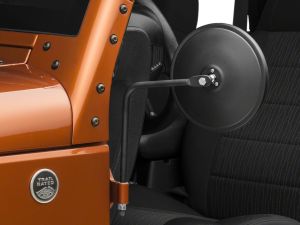 Barricade Round Adventure Mirrors; Textured Black for 66-26 Jeep CJ5, CJ7, Wrangler YJ, TJ, JK & JL J102352