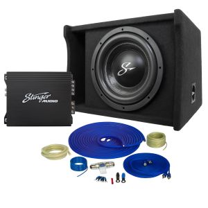 Stinger Off-Road Stinger Audio Party Pack - Single 12" or 10" 700W (RMS)/1200W (Max) Loaded Ported Subwoofer Enclosure + Amplifier + Amp Wiring Kit SA12PP for Universal Applications SA12PP