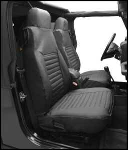 BESTOP Front High Back Bucket Seat Covers In Grey Denim For 1991-95 Jeep Wrangler YJ 2922409