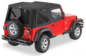 BESTOP Replace-A-Top With Half Door Skins & Tinted Windows In Black Denim For 1997-02 Jeep Wrangler TJ Models 5112415