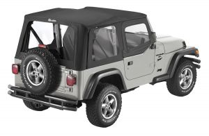 BESTOP Replace-A-Top With Half Door Skins & Clear Windows In Sailcloth Black Denim For 1997-02 Jeep Wrangler TJ Models 7912101