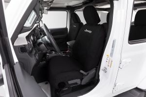 Covercraft "Jeep" Logo Endura SeatSaver Front Seat Covers for 18-23+ Jeep Wrangler JL 2-Door SSJ2534FJ11WFBK