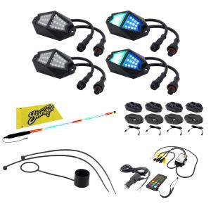Stinger Off-Road Stinger 4ft Dynamic LED Whip Light & 8pc RGB Dynamic Rock Light Kit Bundle - ENLIGHT10 App Compatible ENRGBDKW8