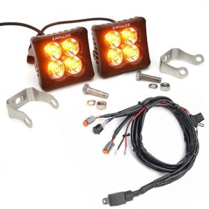 ZROADZ 3 inch ZROADZ LED Light Pod Kit, G2 Series, Amber, Flood Beam, 2 Piece Kit With Wiring Harness Z30BC12W-D3A-K