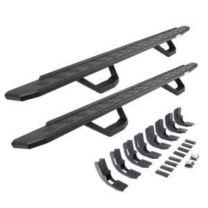Go Rhino RB30 Running Boards with Mounting Brackets & 2 Pairs of Drops Steps Kit - Protective Bedliner Coating for selected Chevrolet and GMC models 6960488720T