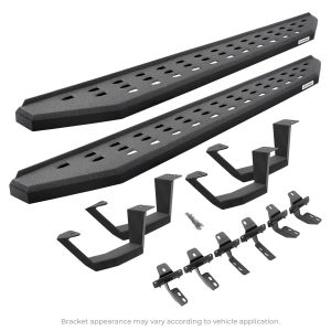 Go Rhino RB20 Running Boards With Mounting Brackets & 2 Pairs of Drop Steps Kit - Textured Black for 05-26 Nissan Frontier 6943468020PC