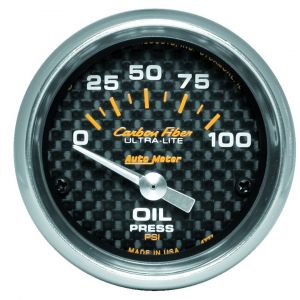 Auto Meter Carbon Fiber Series 2 1/16" Electronic Oil Pressure Gauge 4727