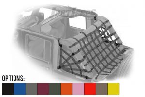 Dirtydog 4X4 Rear Cargo Area Spider Style Netting For 2007-18 Jeep Wrangler JK Unlimited 4 Door Models J4NN07RS-