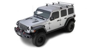 Rhino-Rack Heavy Duty RLT600 Silver 3 Bar Rhino-Rack Backbone Roof Rack For 2018+ Jeep Wrangler Unlimited JL JB0887